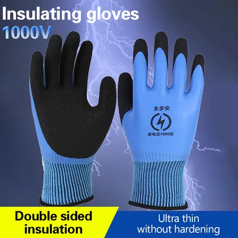 1 Pair Blue Electrician Insulating Gloves Withstanding Voltage 1000V High Elasticity Touch Screen Glove Worker Safety Protective