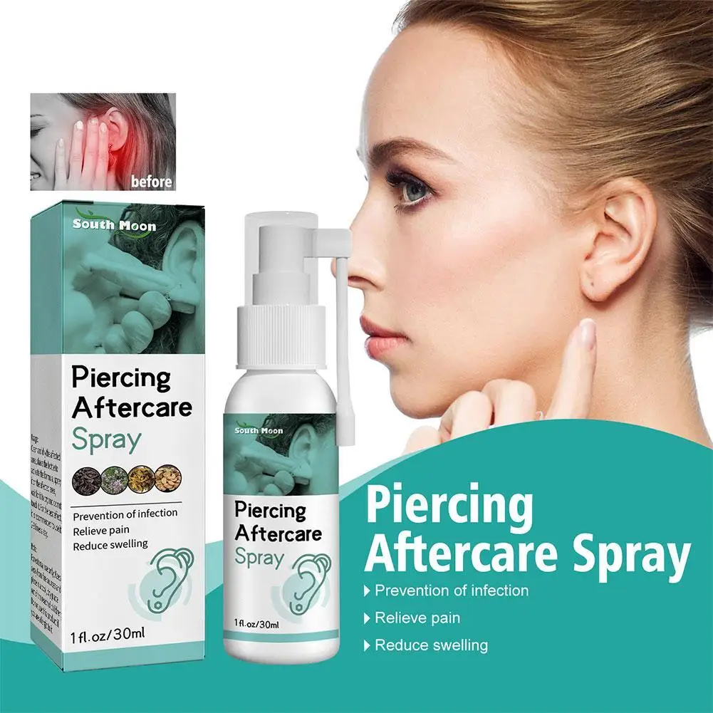 30ML Piercing Aftercare Spray Effective Earring Cleaning Solution Cleaning Supplies To Cleanse and Soothe Swelling Irritated Ski