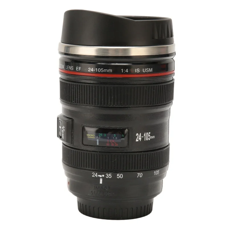 Stainless Steel Camera Lens Coffee Mug Photographer Camera Mug Travel Coffee Cup With Lid For Men Women Stainless Steel Inner