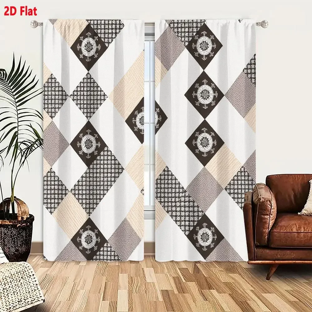 Modern Geometric Pattern Curtains for Living Room Bedroom Home Decor Light Filtering Window Drapes