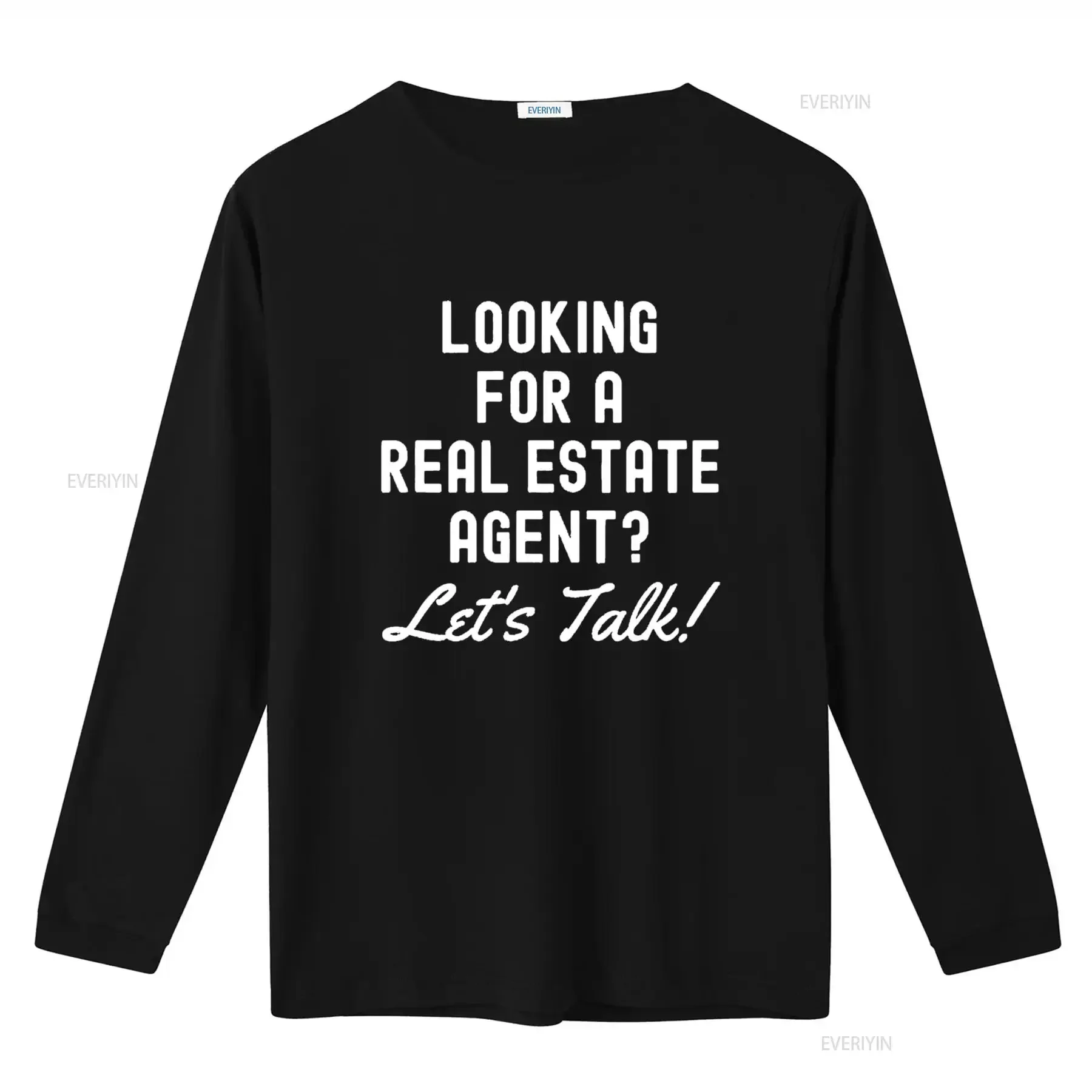 تي شيرت نسائي من Real Estate Agent Looking تي شيرت أسود متوسط عتيق مغسول أنيق ملابس الشارع الشهير