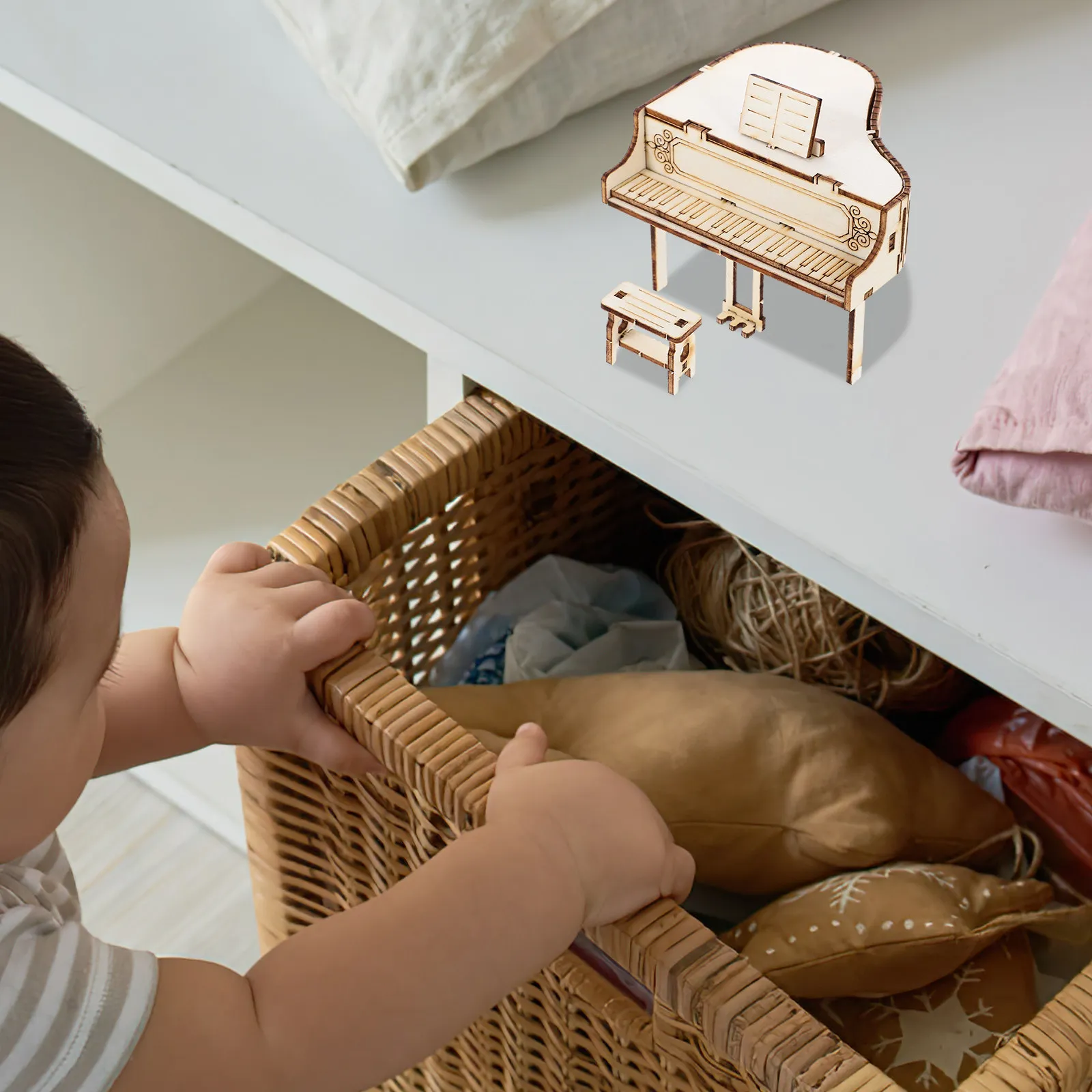 

Музыкальная шкатулка-пианино DIY: деревянный конструктор для сборки, настольное украшение, ручная работа, головоломка, подарок для дома и офиса