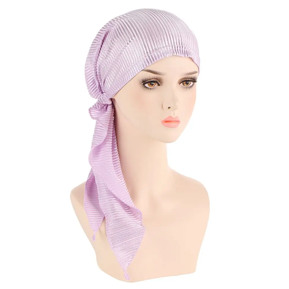 Women Pre-Tied Chemo Cap Muslim Hijab Head Scarf Hair Loss Hat Turban Headwear