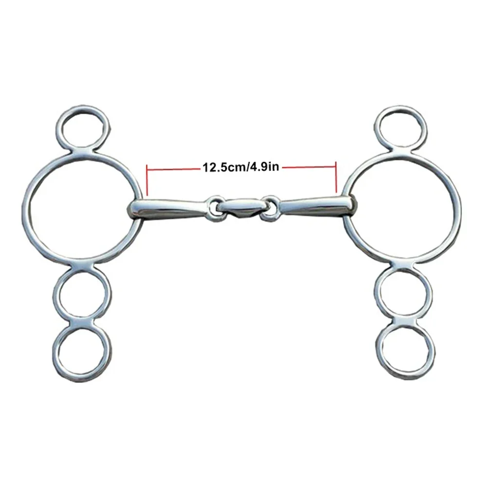 1pc 12.5cm Stainless Steel Horse Bit Full Cheek Snaffle Bit Mouth Horse Tack Rust-resistant Silver Horse Bit Accessories