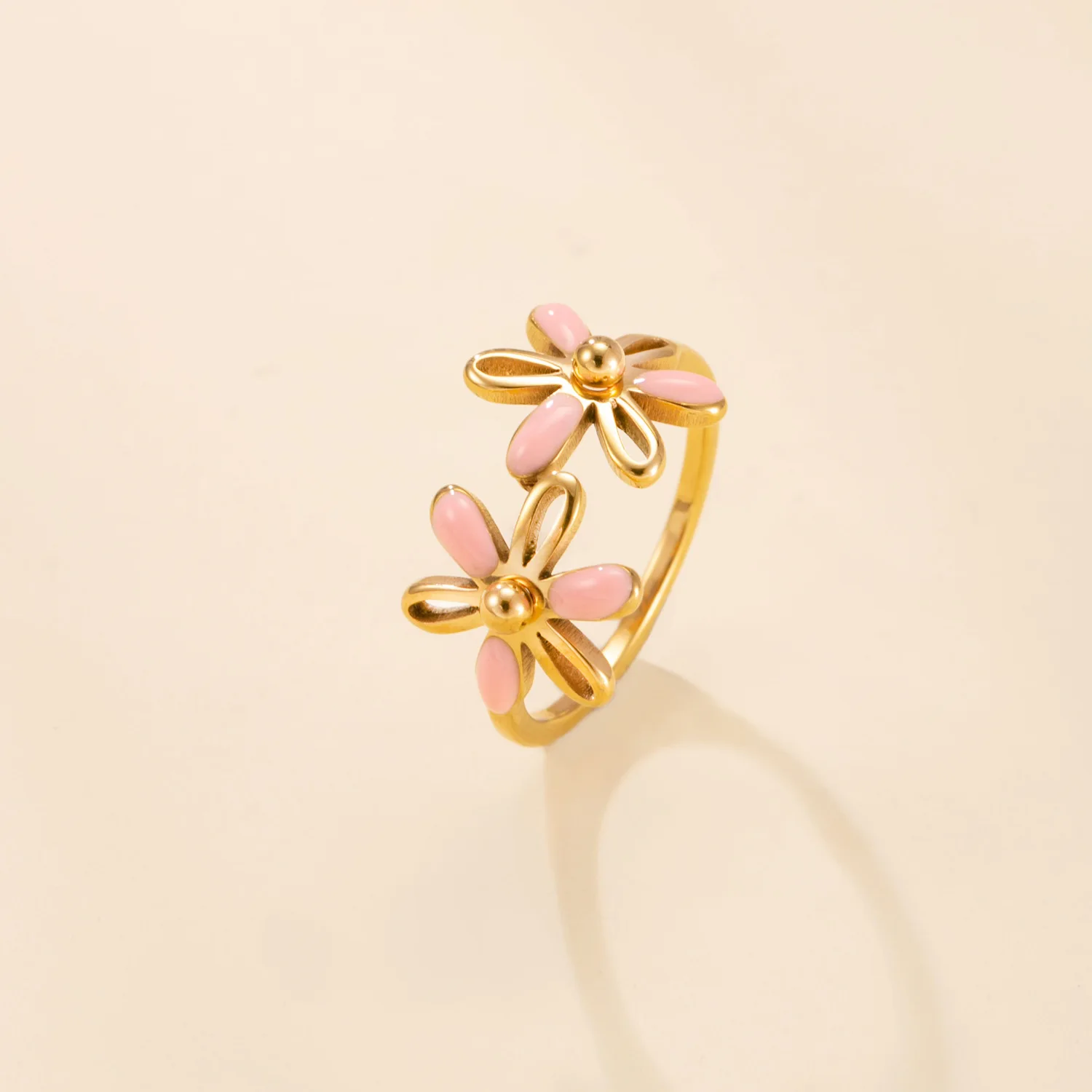 Skyrim Bunte Emaille-Blumen Offener Ring Damen Edelstahl Goldfarben Ringe Mode Böhmischer Schmuck Geschenk Großhandel – Detail 8
