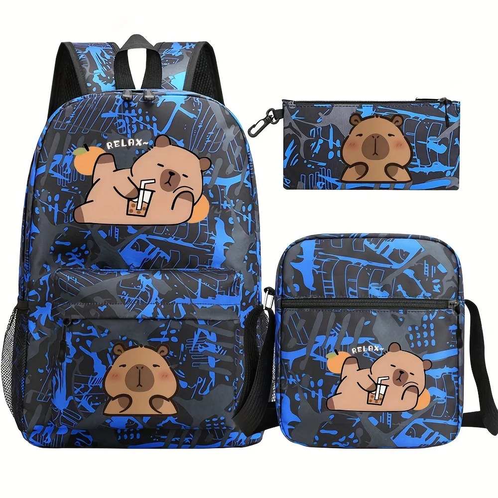 

Capybara Printed Kids Backpack Schoolbag Primary School Bookbag Boys Girls Cute Capybara Large Capacity Knapsack Travel Backpack