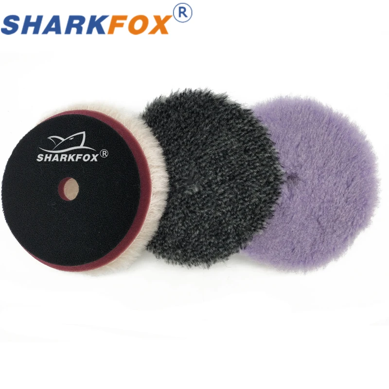 Sharkfox 3Pcs/lot 5Inch/6Inch Wool Polishing Pad High Density Lambs Woollen Polish Buffing Pad Car Polisher Buffing Waxing