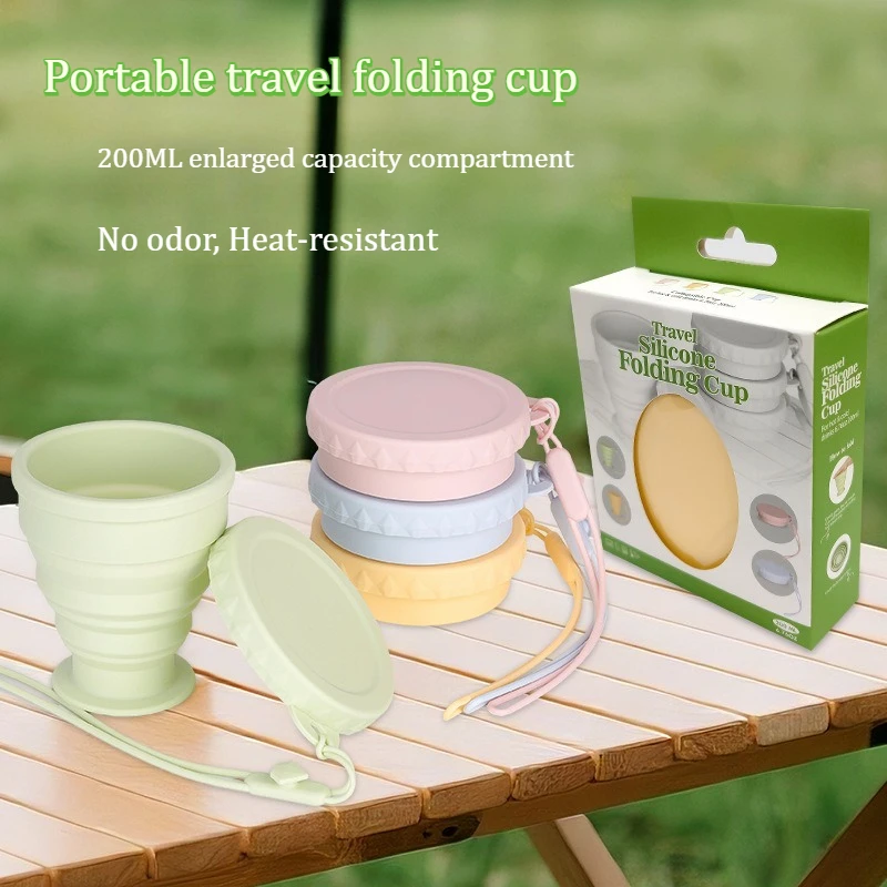 Silicone folding water cup - Portable compression mouthwash cup - Travel, outdoor camping, food-grade coffee cup