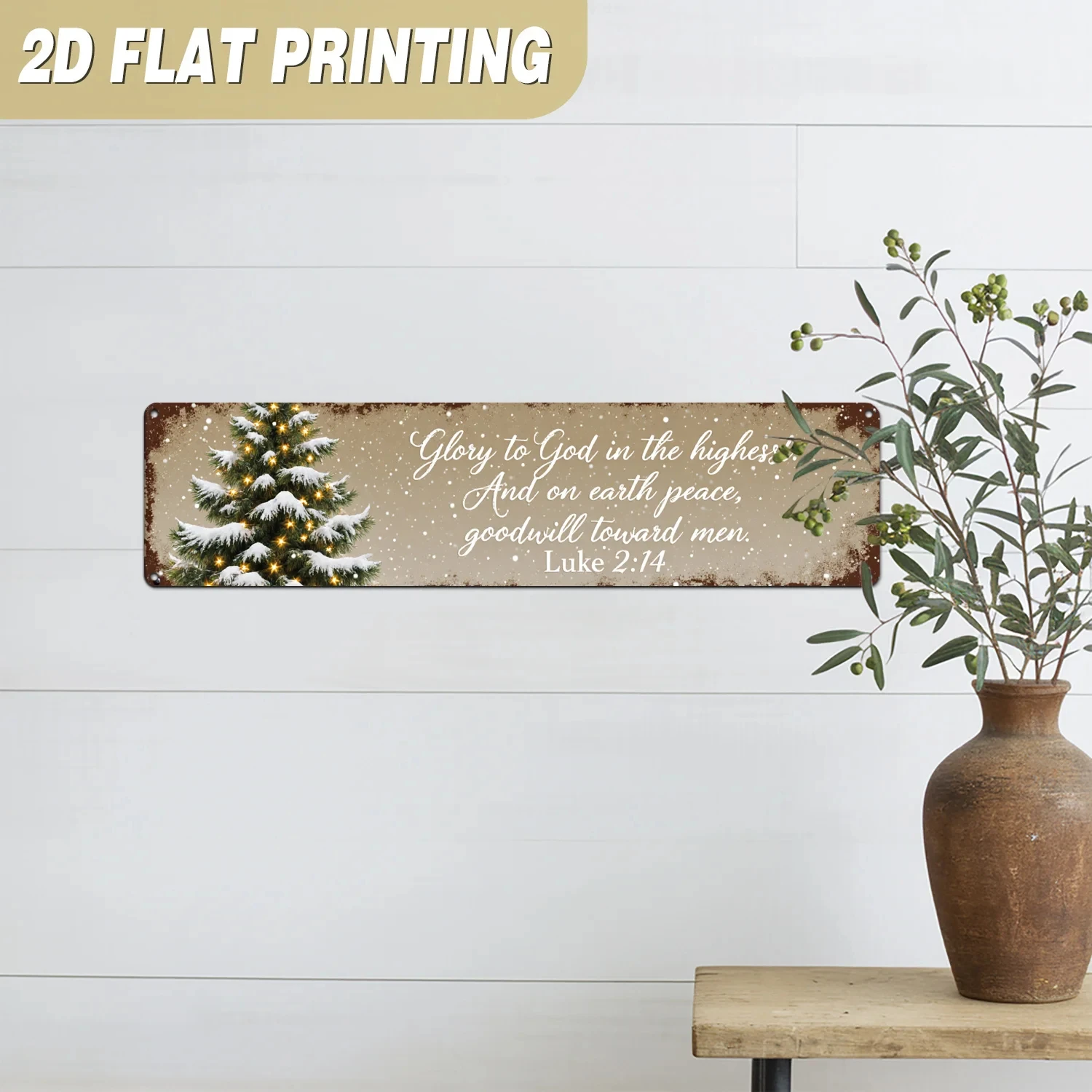 Single Piece, Traditional Christmas Scripture, Metal Plaque Praising the Lord in His Highest Place, Christmas Decoration, Holiday Decoration