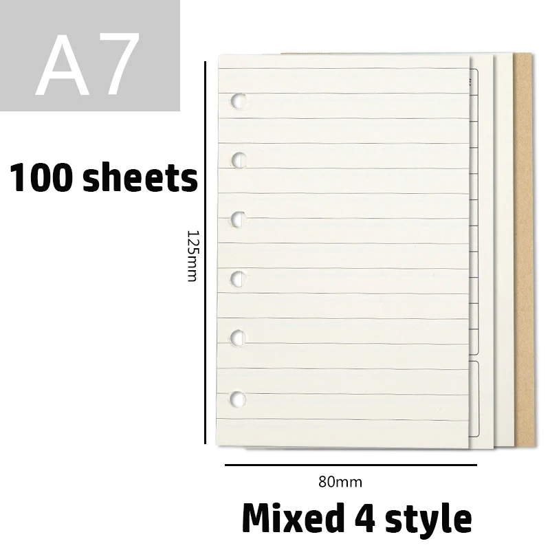 A7 6-hole Loose-leaf Notebook Refill Paper A7 Handbook Inner Page Cute Notebook Loose-leaf Paper Mini Notebooks and Journals