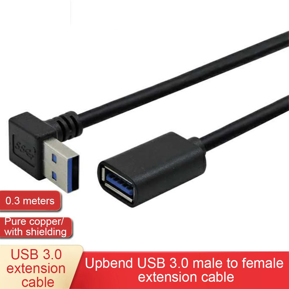 Extension Cable USB 3.0 Male to Female Right Angle 90 Degree USB Adapter UP/Down/Left/Right Cabo USB  0.2M