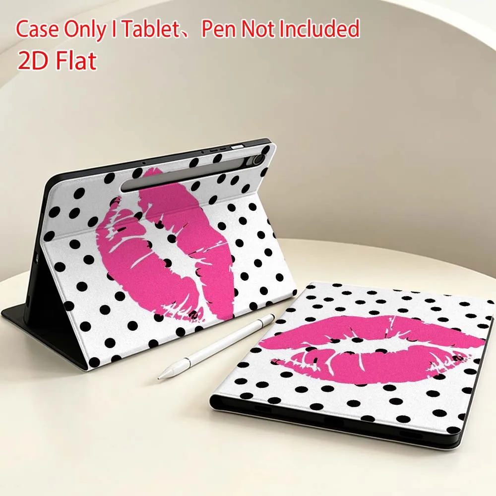 Polka Dot lip pattern For Samsung Galaxy Tab S11 S10 S9 S8 S7 S6 A9 A8 A11 Lite FE Plus Pen Tray Tablet Case Soft