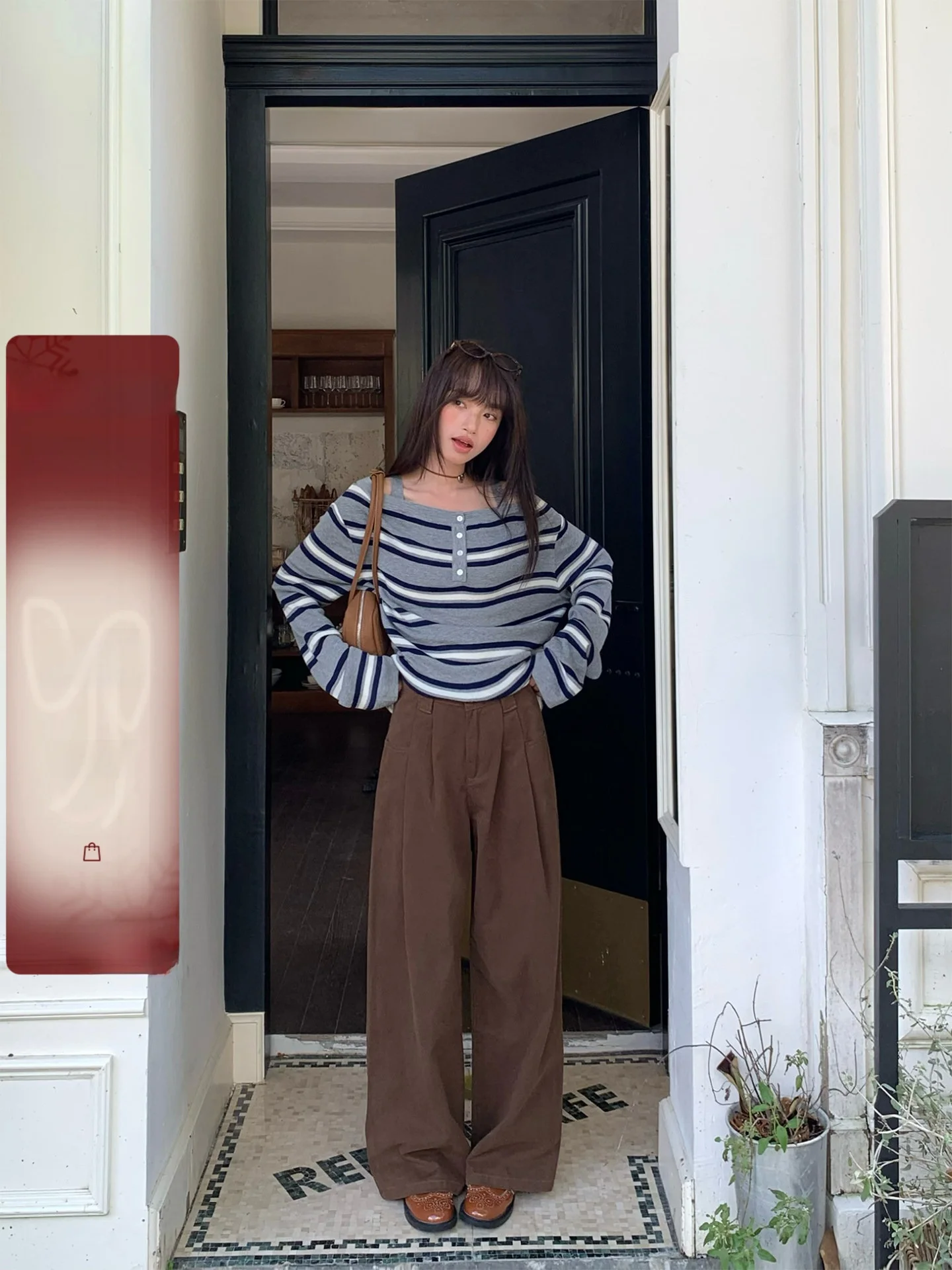 

Ретро-брюки женские осенние кофейного цвета, плиссированные, повседневные, свободные, широкие, в пол, прямого кроя