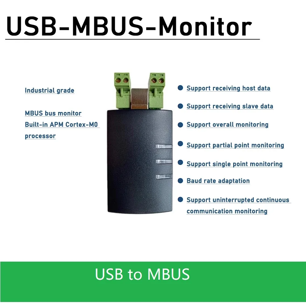 Industrial USB to MBUS bus monitor data analyzer M-BUS Supports Simultaneous monitoring master slave device communication