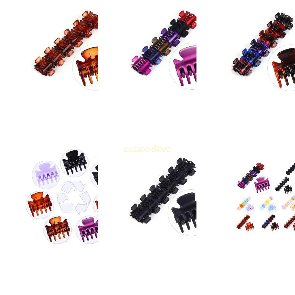 

31BF 12Pcs/Set Women Girls 3cm Mini Geometric Hair Claw Clips Plastic Colorful A