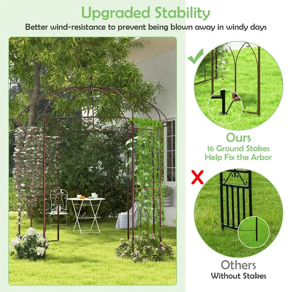 Caramanchão de jardim em forma de gaiola, gazebo de jardim de metal resistente com treliça, treliça de arco de jardim para plantas de escalada