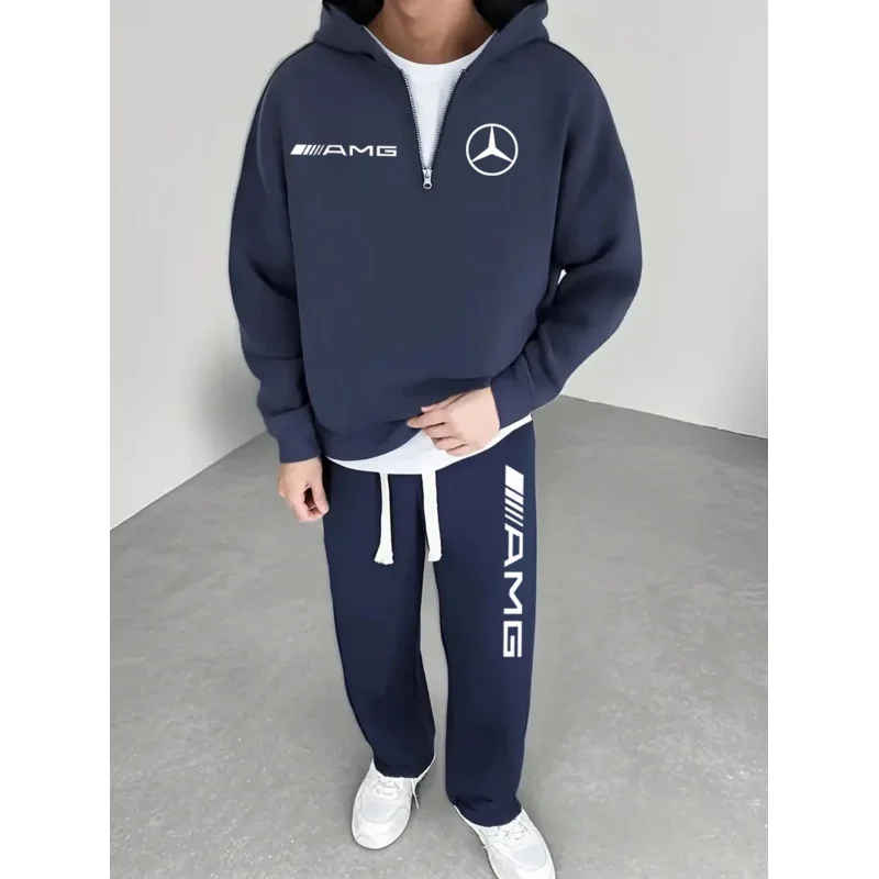 

Мужской двухкомпонентный комплект из флиса в американском стиле, осень-зима, свободный, тяжелый, спортивная повседневная рабочая одежда, модный набор