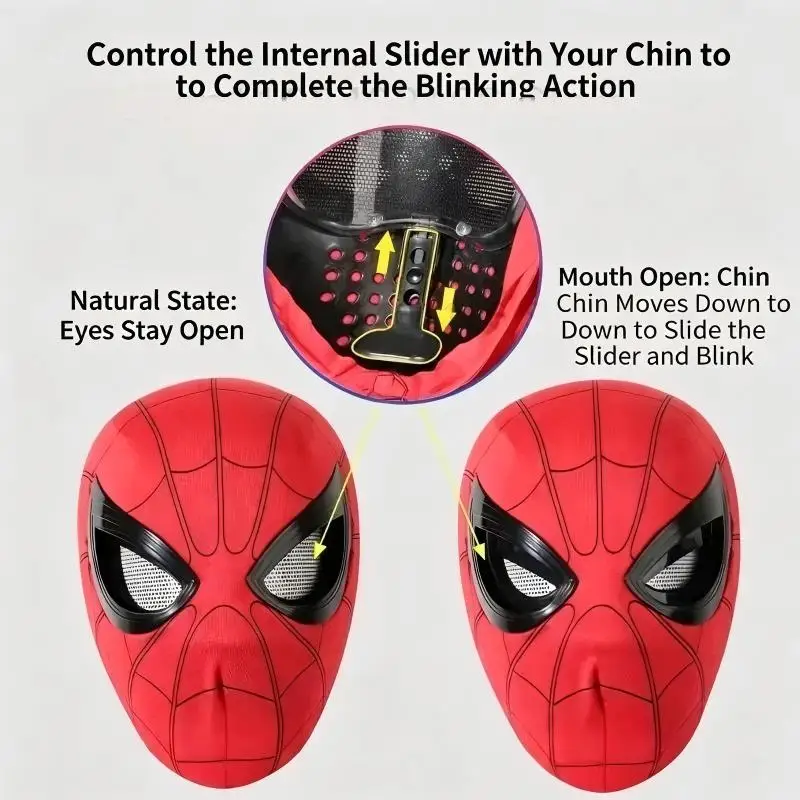 In Stock Miles Spider‑Man 1:1 Role Play Mask Chin Control With Movable Eyes Manually Control Cosplay Toy Gift For Cool BoysGirls - view 3