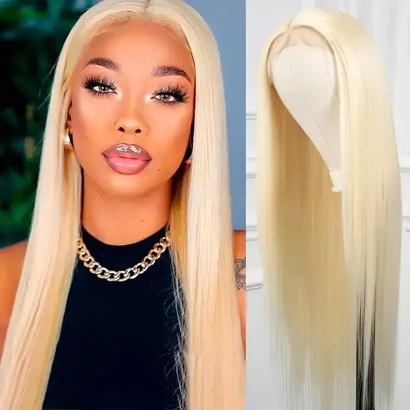 Rosabeauty 40 Inches 613 Honey Blonde 13X6 HD Lace Frontal Human Hair Wigs Straight 13x4 Front Glueless For Women 250 Density