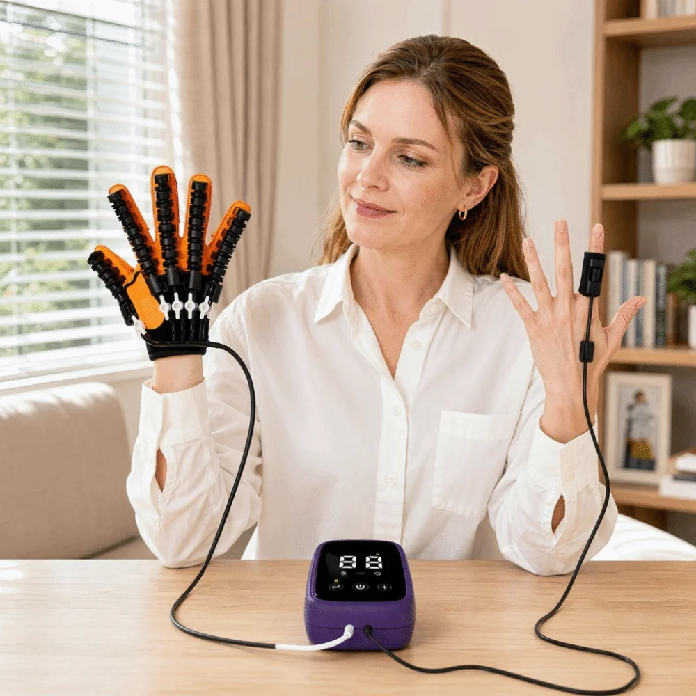 Five-Finger Rehabilitation Robot Gloves Portable Self-Assisted Finger Trainer Adjustable Resistance Heated