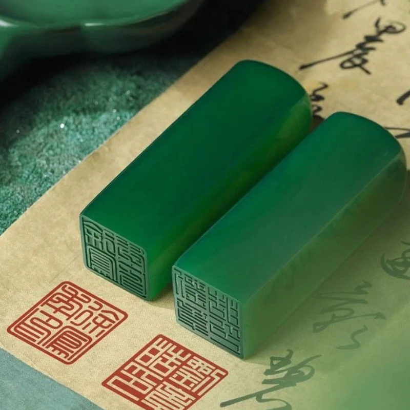 timbri-personalizzati-in-agata-verde-naturale-per-calligrafia-pittura-e-firma-collezione-di-timbri-privati-per-libri-regali-arte-e-artigianato