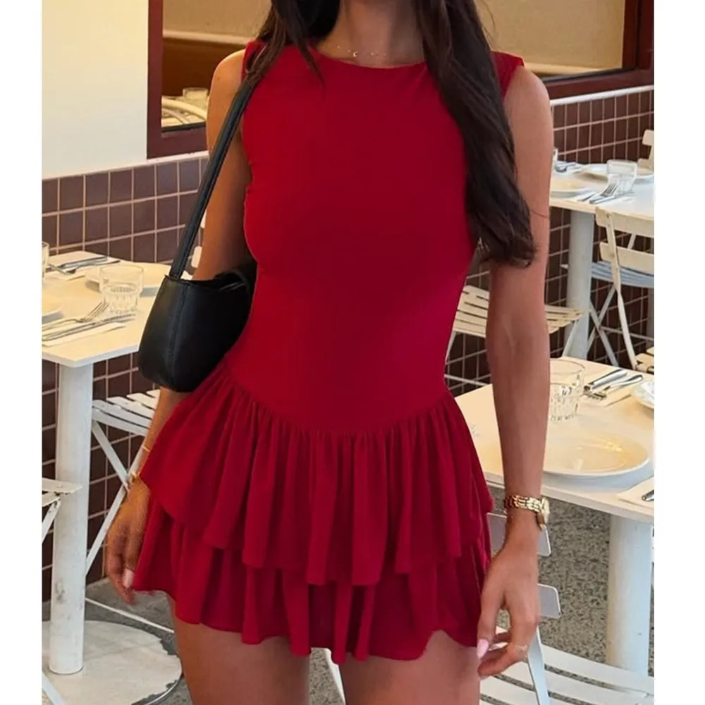 

Lady Dresses Solid Color Sleeveless Tight Round Neck Low Waist A-line Robe Casual Commuting Daily Dating Shopping Party Vestidos
