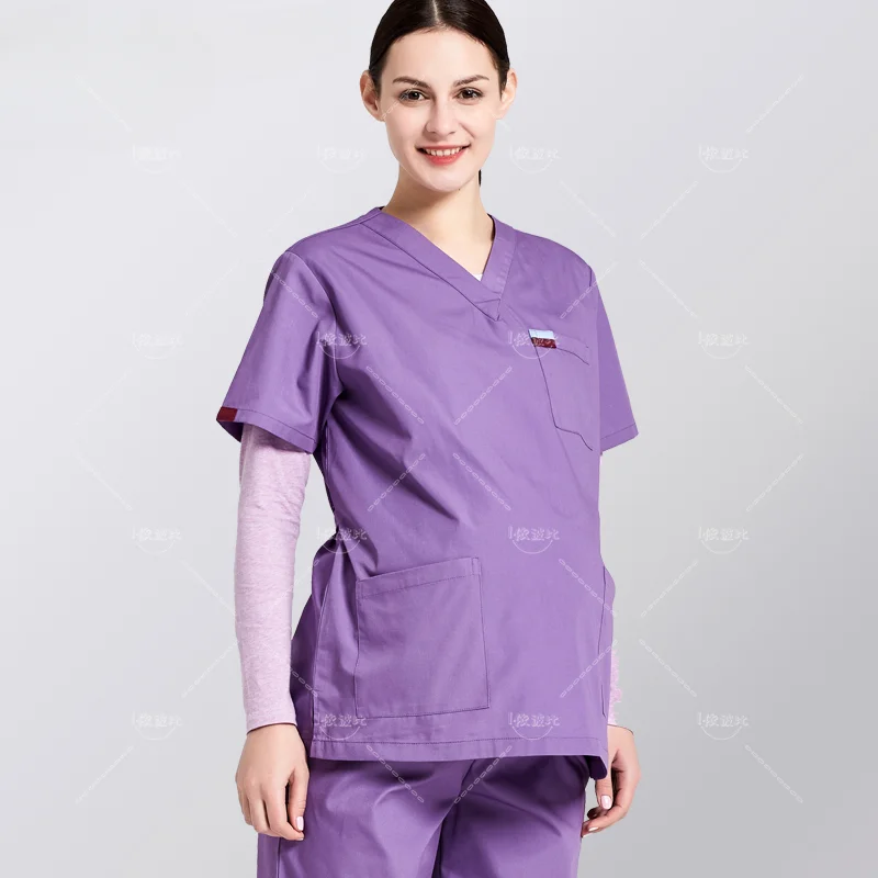 ANNO Maternity Work wear Loose Pregnant Woman Nurse Uniforms Hospital Clothing Female Adjustable Waist Scrubs Set