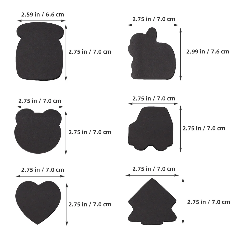 6 Stuks Zwart Papier Kladblok Draagbare Scheurbare Sticky Memo Pads Creatieve Kantoor Studie Notities Zelfklevende Multifunctionele Kleine