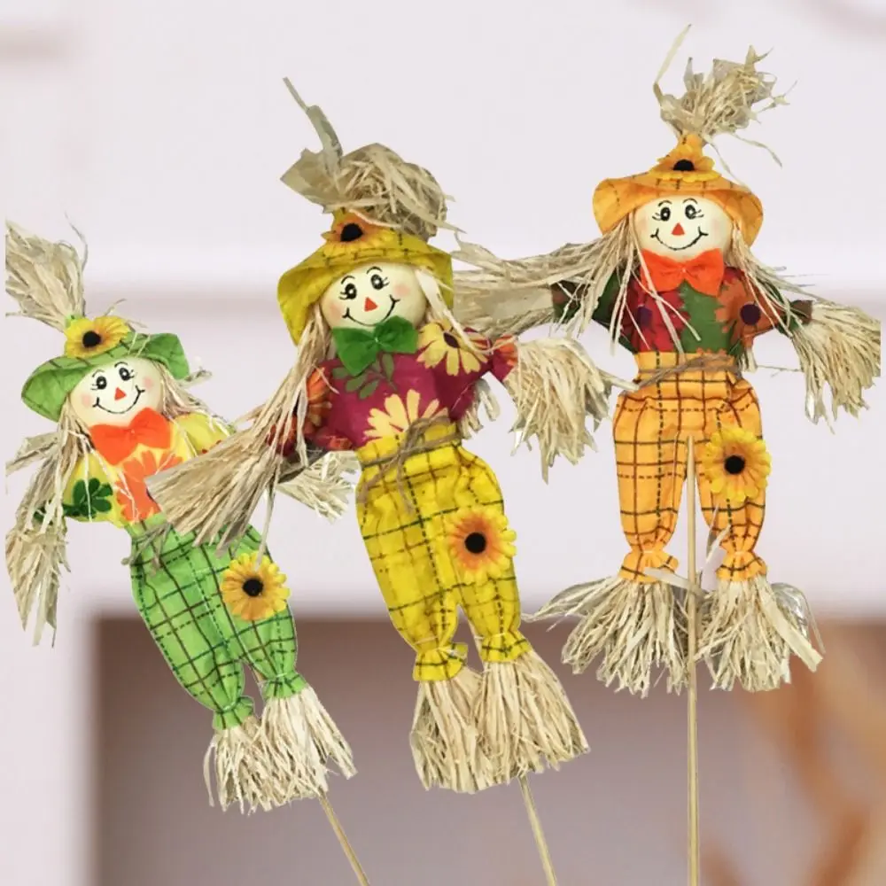 Cute Halloween Scarecrow Ornament Small Standing Scarecrow Welcome Sign Cartoon Garden Scarecrows Ornament Halloween Decoration