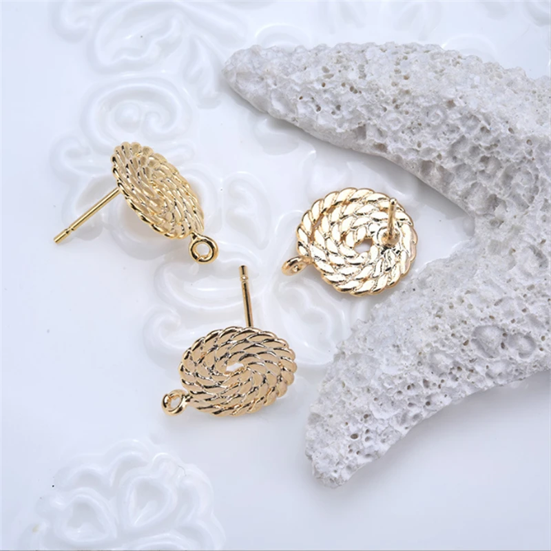 20 Pieces 18K Gold Color Plated Twist lollipop Earrings Connectors DIY Ornament Earrings Jewelry Findings Ear Stud Accessories