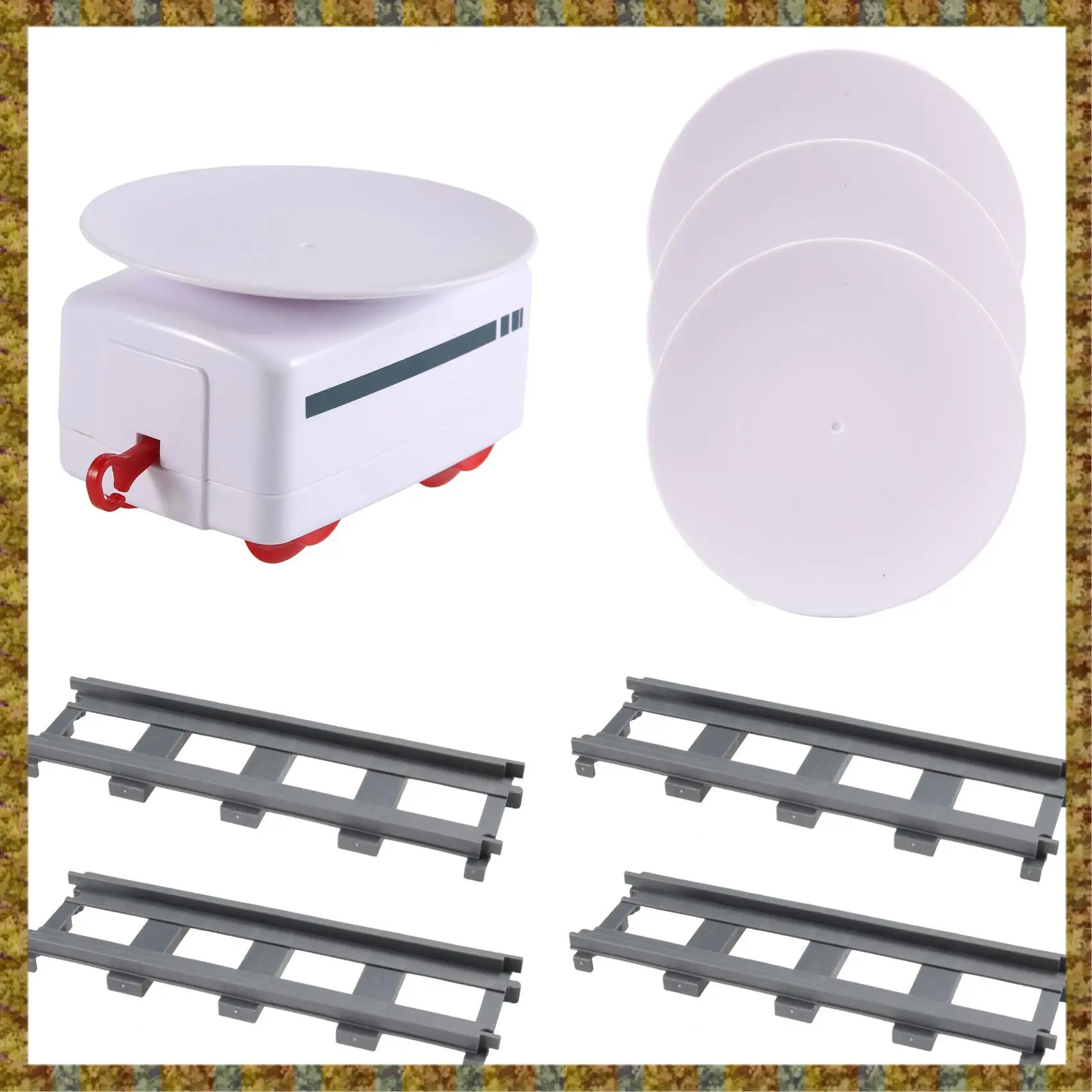 F-F Sushi Train Rotary Sushi Toy Track Conveyor Belt Rotating Table Kid Food Train Set DIY Sushi Making Family Sushi Party