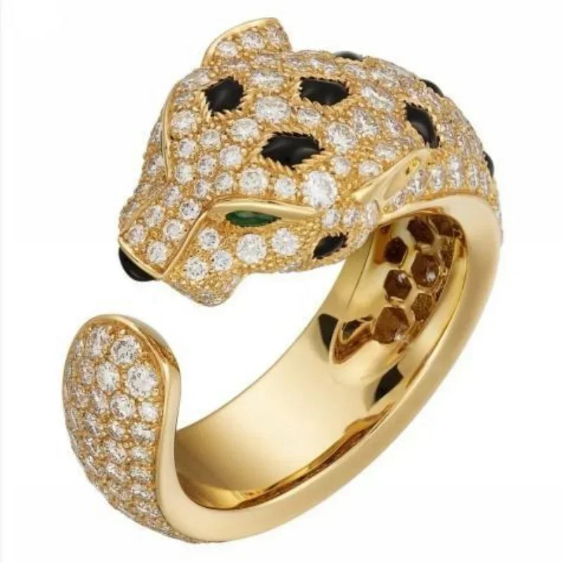 

Luxury Gold Panther Statement Ring with Gemstone Accents
