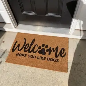 Welcome Doormat Natural Coir Durable Eco-friendly Customized Mat Add Your Text Pet Owner Gift Dog House Rugs Personalized Gifts