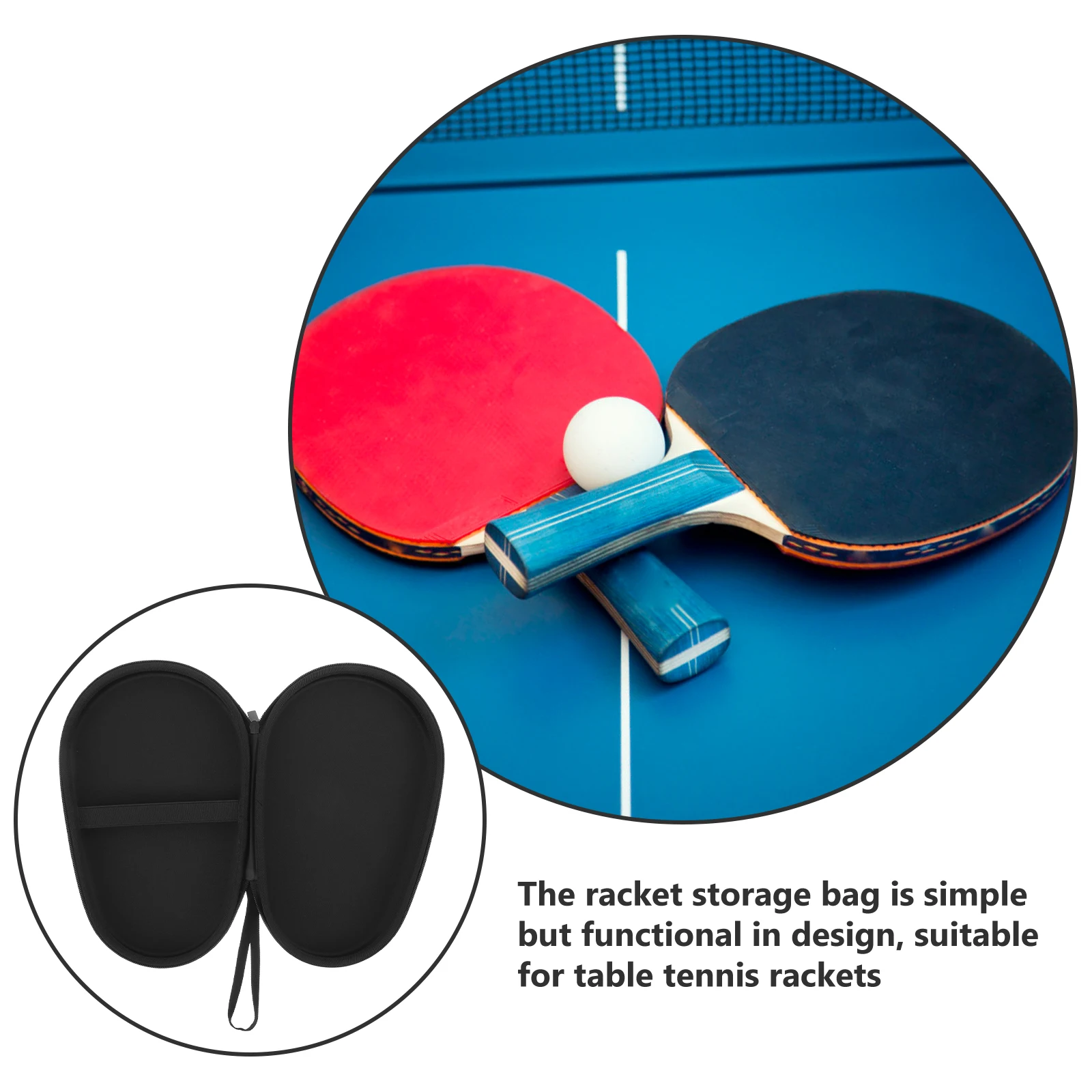 

1pcs Table Tennis Racket Case Black Portable Storage Bag for Sports Equipment Lightweight Reusable EVA Protective Organizer