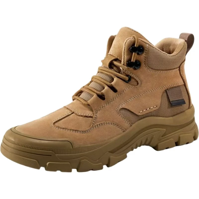 

Мужские зимние ботинки из натуральной кожи на шнуровке, высокие, для активного отдыха, с толстой нескользящей подошвой, утепленные плюшем, для осени и зимы