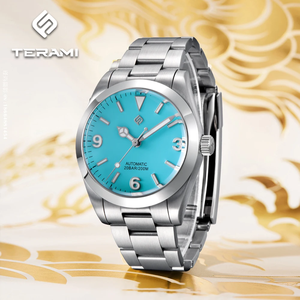 

TERAMI Mechanical Mens Watches 38mm NH35 Automatic Sapphire Glass 316L Stainless Steel Bracelet Super 3C 20Bar Watch For Men