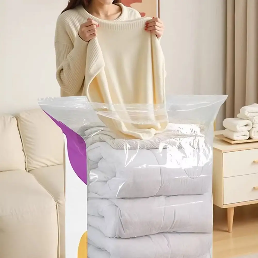 No Pump Vacuum Storage Bags Large Capacity Press & Seal Clothing Seal Bag Space Saving Dust-proof Clothes Blankets Organizer