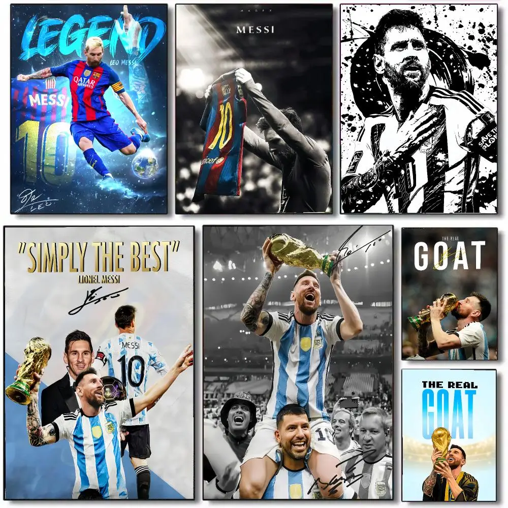 Soccer playerM-Messi Poster Wall Art Printed Decor Sticker Stylish Home Gift for Living Room Bedroom Corridor Cafe