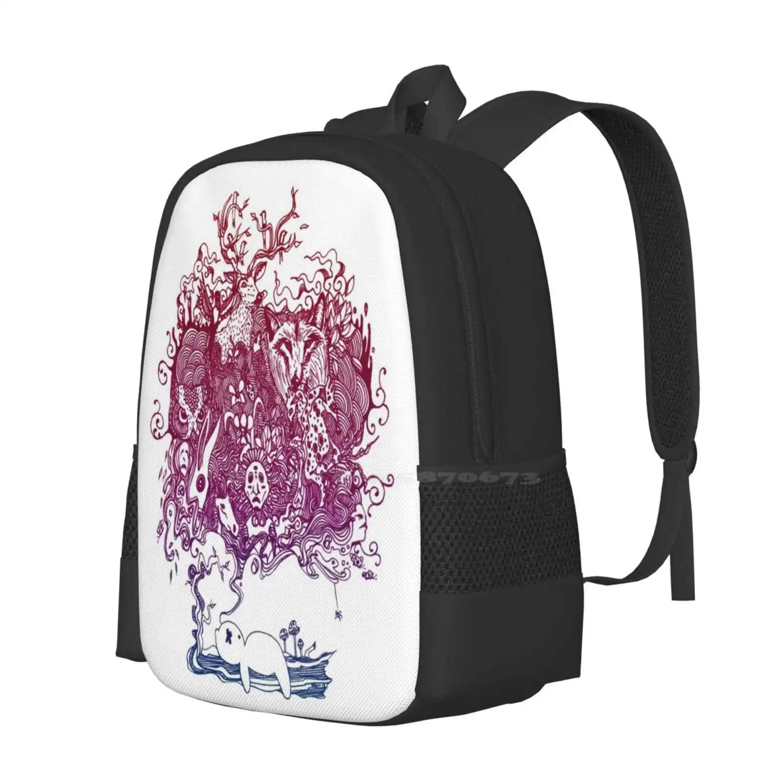 Dreaming Bear School Bags Travel Laptop Backpack Warp Trippy Indie Retro Cool Psychedelic Bear Swirls Designer Dream Lsd