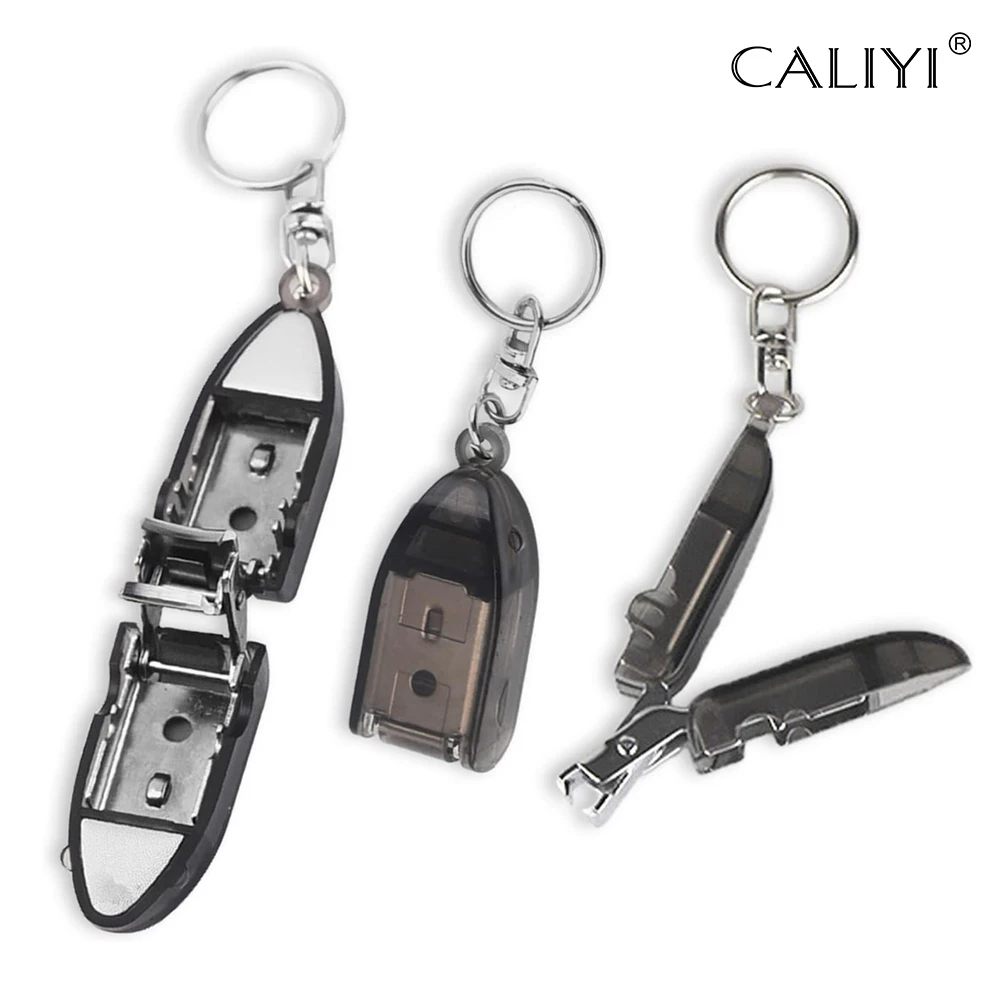 Cortador de unhas de dedo tipo chaveiro, mini cortador de unhas dobrável de aço inoxidável com lixas para viagens ao ar livre, 1/2/3 peças