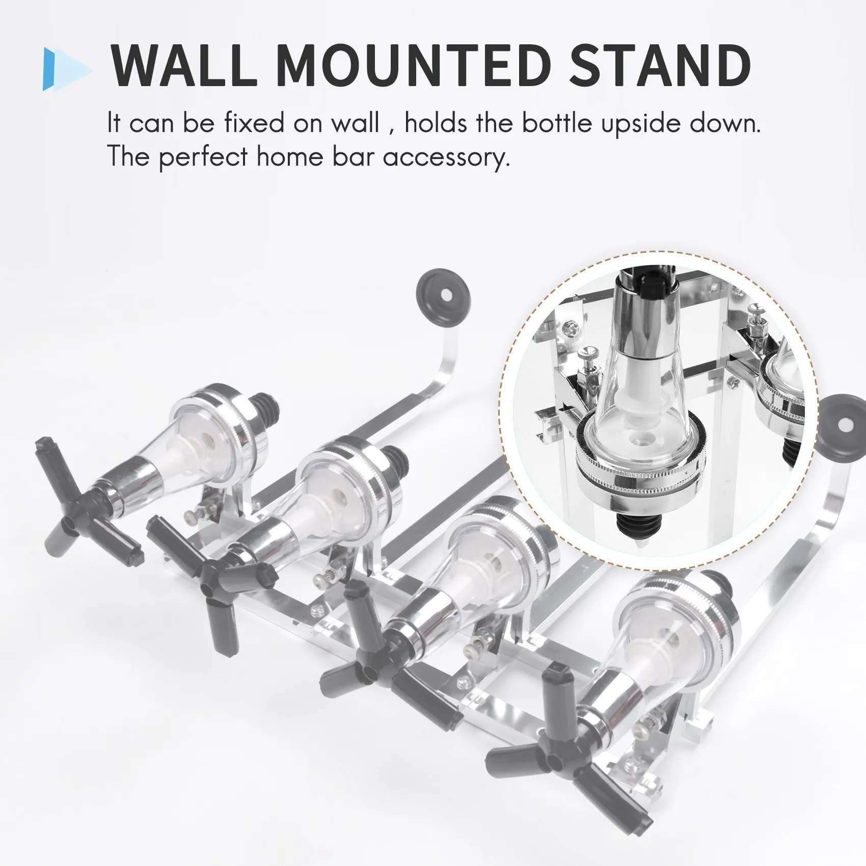 ABSE-2X 4 Bottle Stand Optic Dispenser Drinks Wine Spirits Steel Bar Butler Wall Mounted