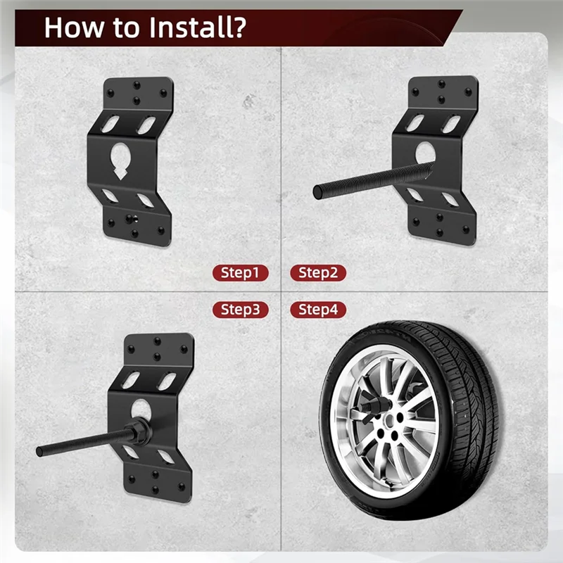 A80X-Spare Tire Mounting Bracket Rack Wall Mount For Enclosed Trailers–Spare Tire Holder Mount , Upgraded Spare Wheel Carrier