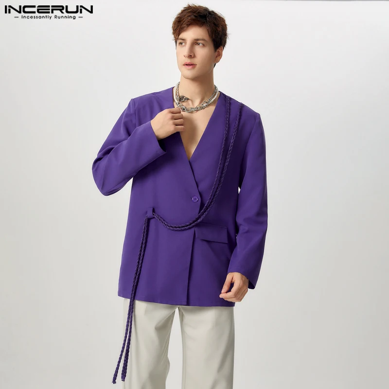 Handsome Well Fitting Tops INCERUN 2024 Men Deconstructing Tassel Suit Coat Stylish Casual Male Solid Long Sleeved Blazer S-5XL