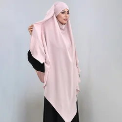 Khimar with Niqab Straps Jazz Crepe Triangle Islamic Muslim Women Wholesale Ramadan Tie Back Prayer Hijab Cape