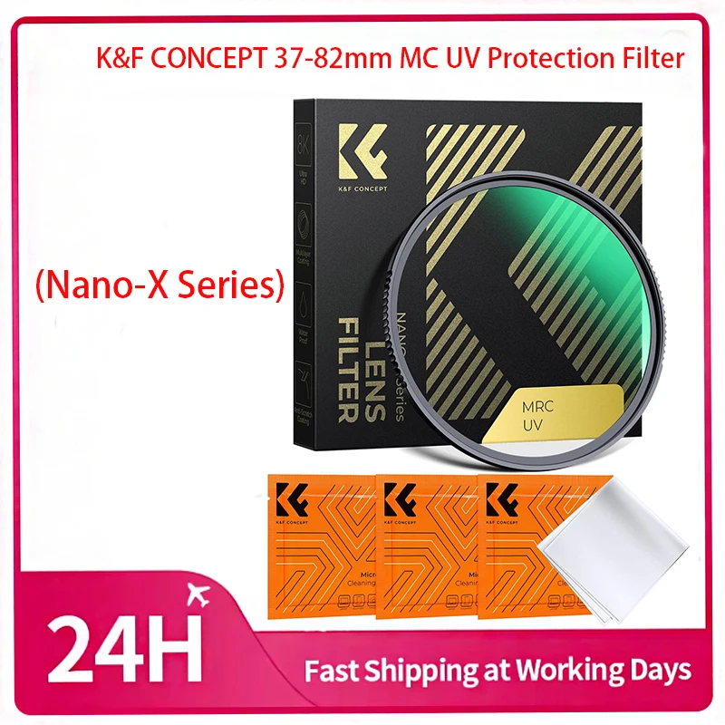 

K&F CONCEPT 37-82 мм MC УФ-фильтр с 28-слойным многослойным покрытием, HD/гидрофобный/устойчивый к царапинам, ультратонкий УФ-фильтр