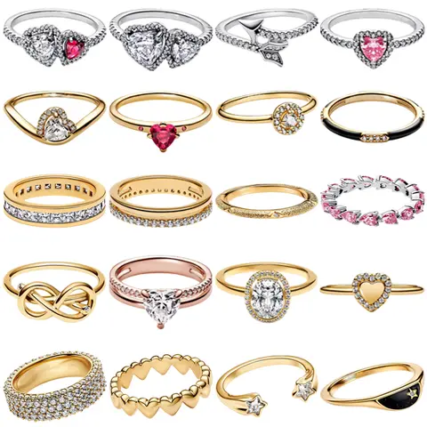 Ring Butterfly Double Love 2025 New 925 Silver Women's Double Love Butterfly Machine Gold Ring Fashion Wedding Party DIY Jewelry Gift