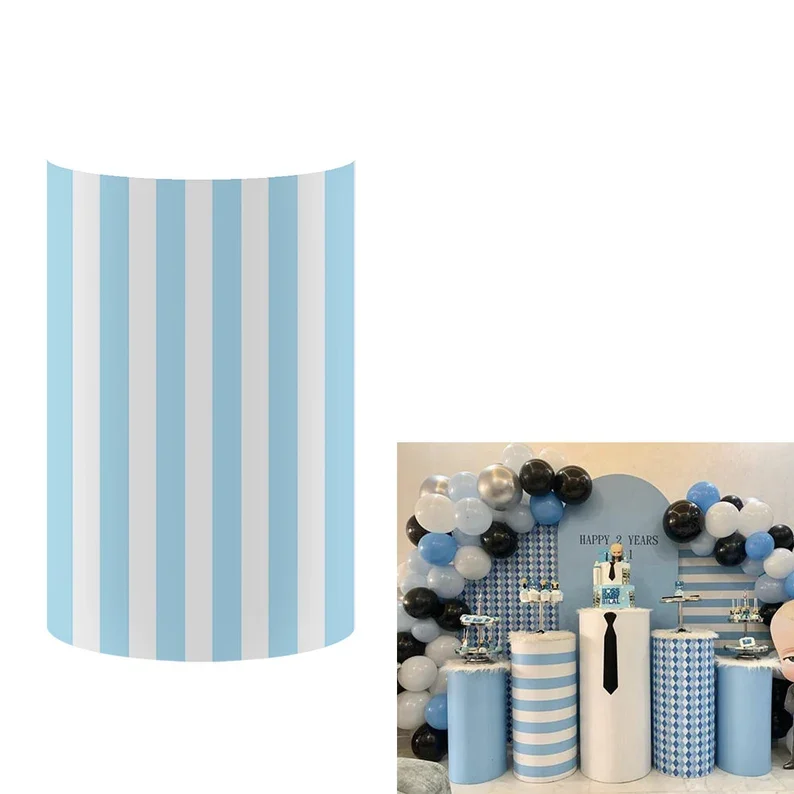 Mehofond Custom Cylinder Cover Backdrop Plinths Backdrop Black Suits Tie Pedestal Birthday Party Background Decor Elastic Fabric
