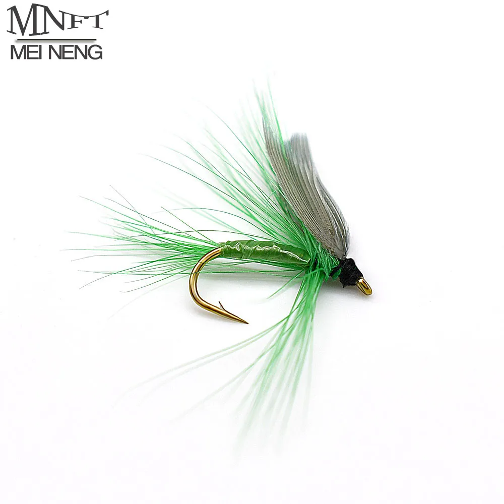 MNFT 10PCS [16#] Green Quill Dry May Fly Nymph for Trout Flies Fishing Artificial Bait