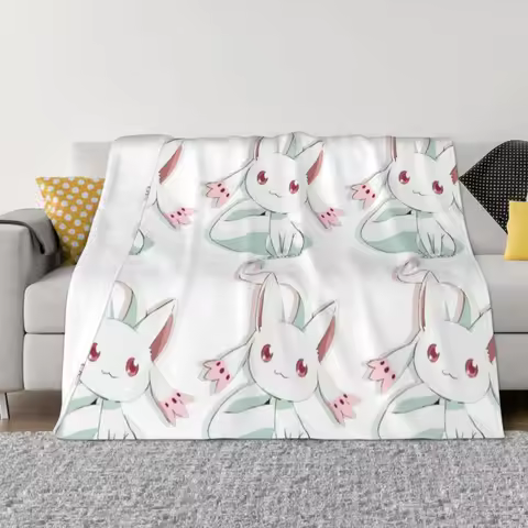 Puella Magi Madoka Magica Blankets Flannel Summer Anime Multi-function Super Soft Throw Blankets for Sofa Outdoor Bedspread