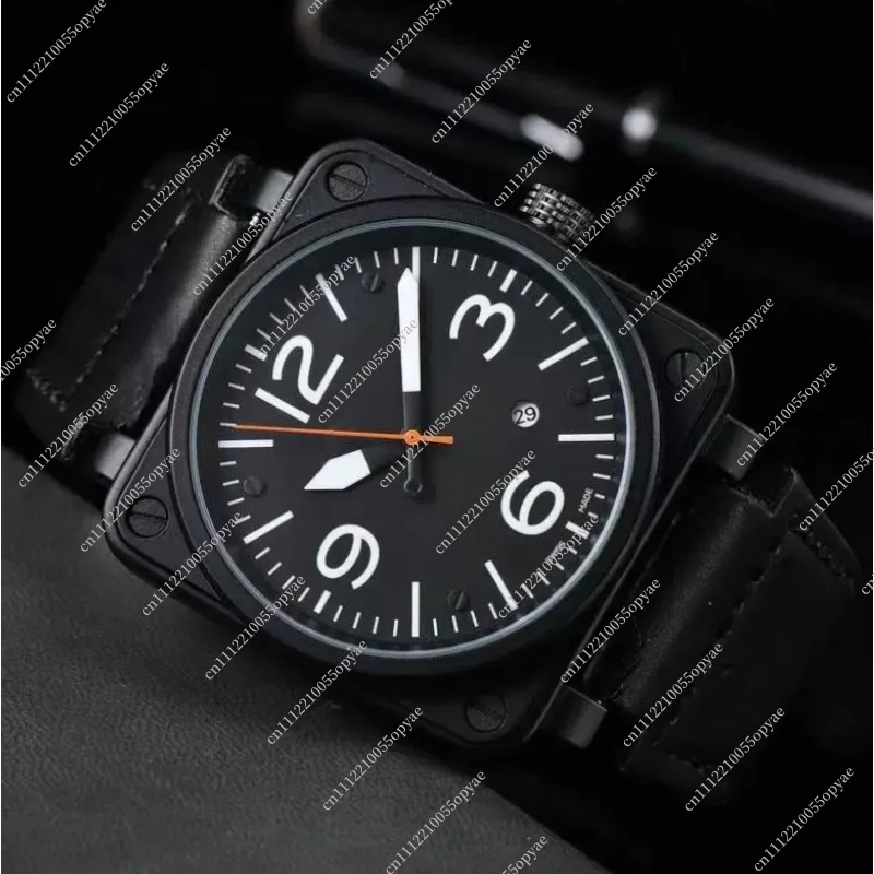 Fashion Square Automatic Mechanical Watch Casual Wristwatch with Calendar Display Classic Men's Analog Timepiece